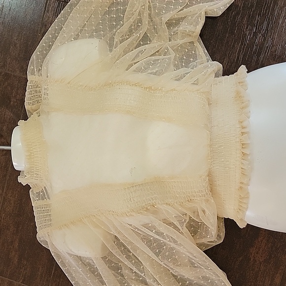 Windsor Natural beige sheer lace blouse size S vintage inspired - Picture 17 of 17